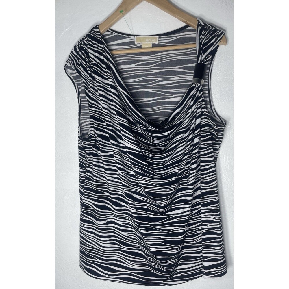 Michael Michael Kors Zebra Print Top Plus Size 2X Sleeveless Stretch Blouse Top